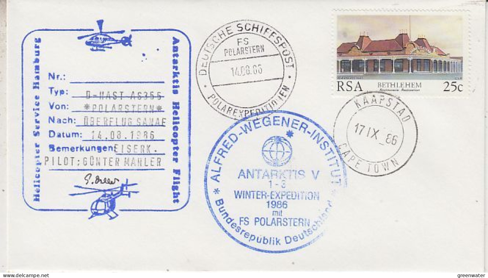 South Africa Heli Flight Polarstern Überflug Sanae 14.08.1986 (GS202) - Voli Polari