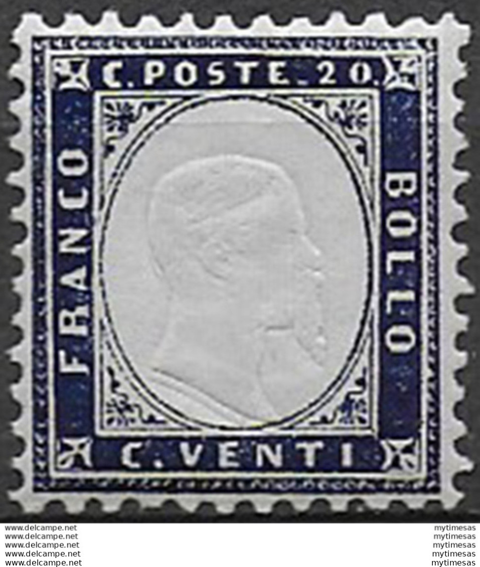 1862 Italia VE II 20c. Indaco Bc MNH Sass N. 2 - Sonstige & Ohne Zuordnung