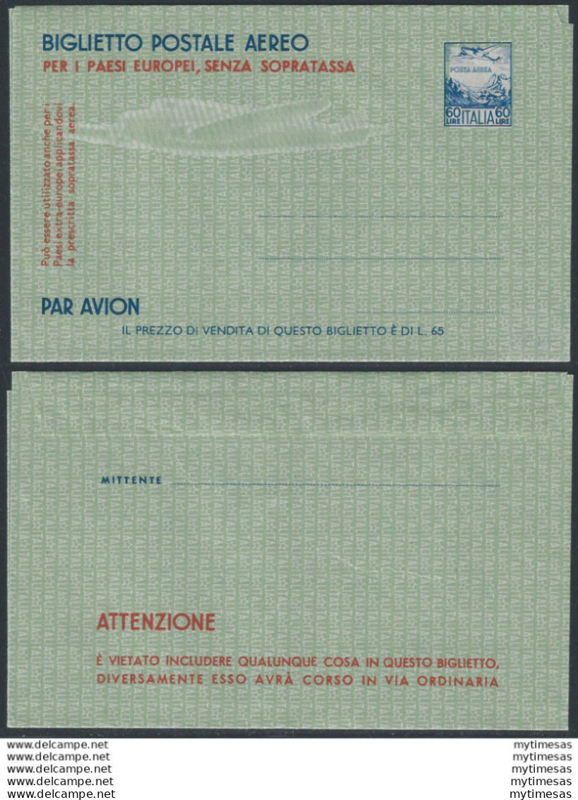 1952 Italia Aereo E Alpi M Filagrano N. A1A - Stamped Stationery