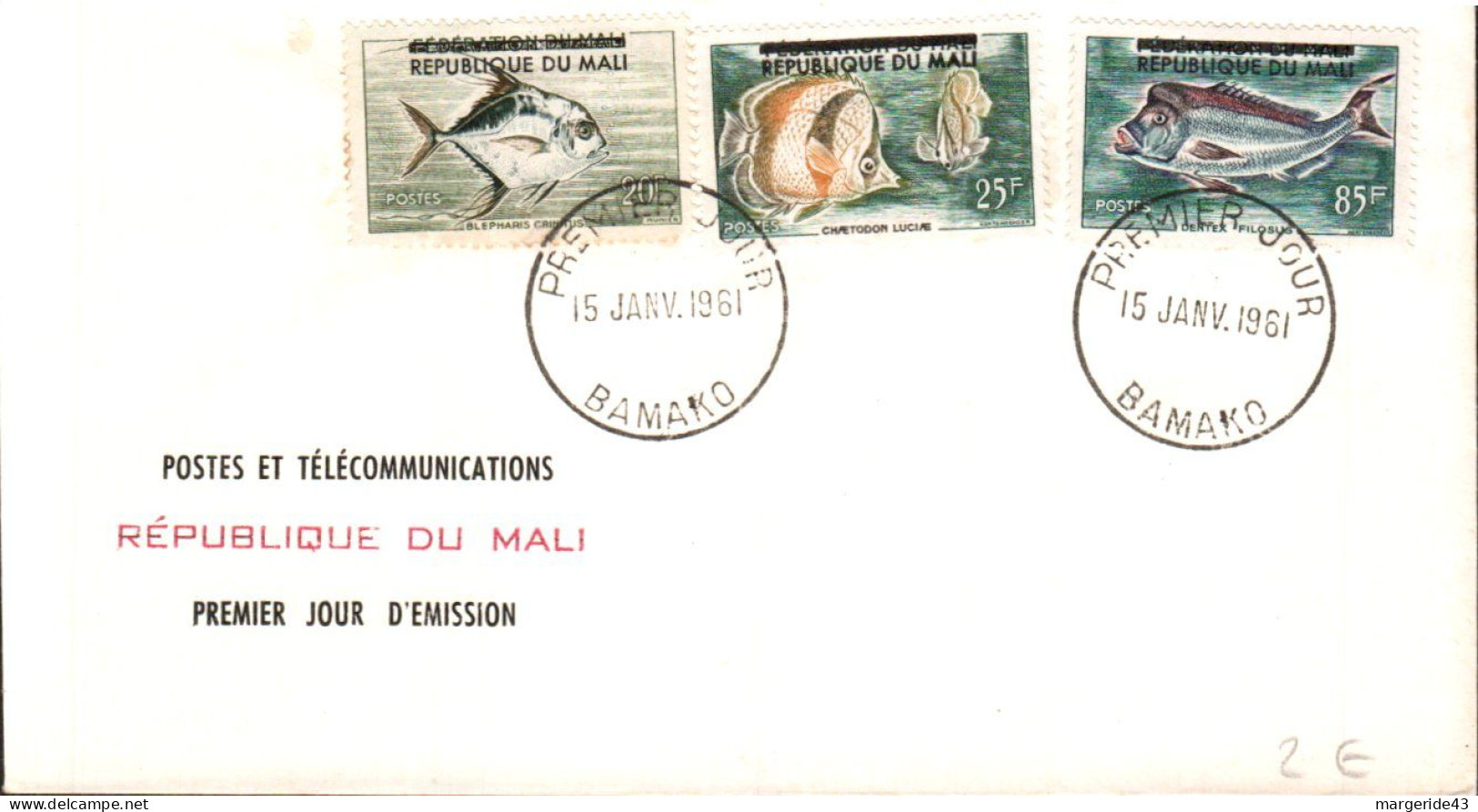 MALI FDC 1961 POISSONS - Mali (1959-...)