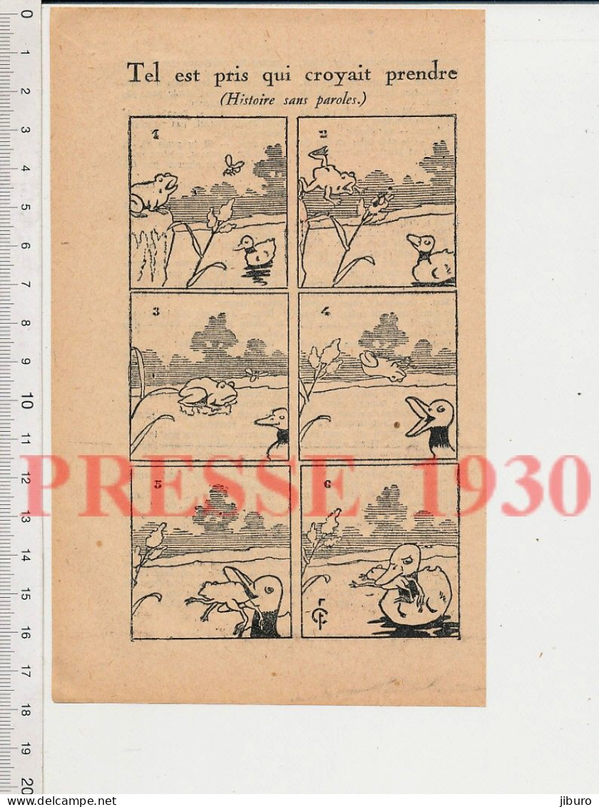 Humour 1930 Canard Et Grenouille Animal Insecte Thème Chaîne Alimentaire Animale Mare Aux Canards - Zonder Classificatie