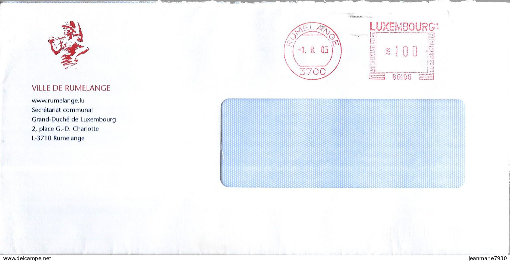 H316 - LETTRE DE RUMELANGE DU 01/08/05 - ENTETE VILLE DE RUMELANGE - Franking Machines (EMA)