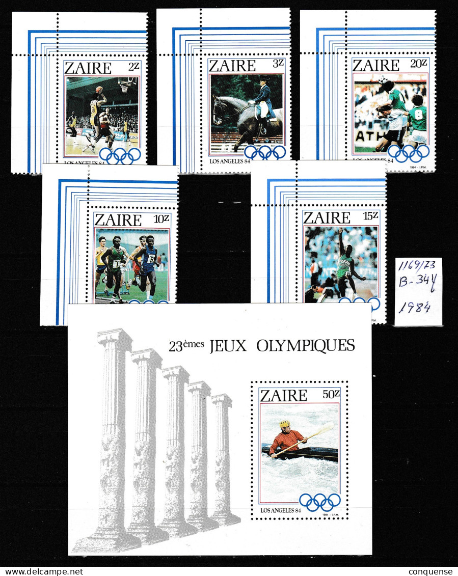 ZAIRE  1984  **  MNH  YVERT   1169\73 + BLOWUE  34    PERFECTOS   - Unused Stamps