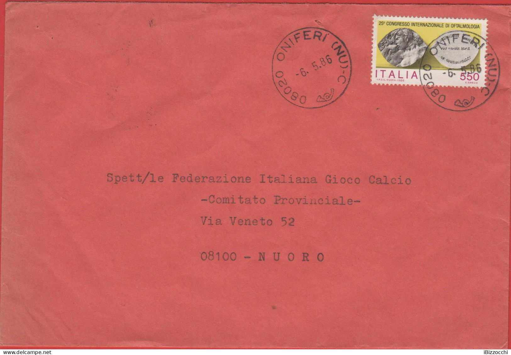 ITALIA - Storia Postale Repubblica - 1986 - 550 25º Congresso Internazionale Di Oftalmologia; Occhi, Il Sinistro Contien - 1946-60: Marcophilie