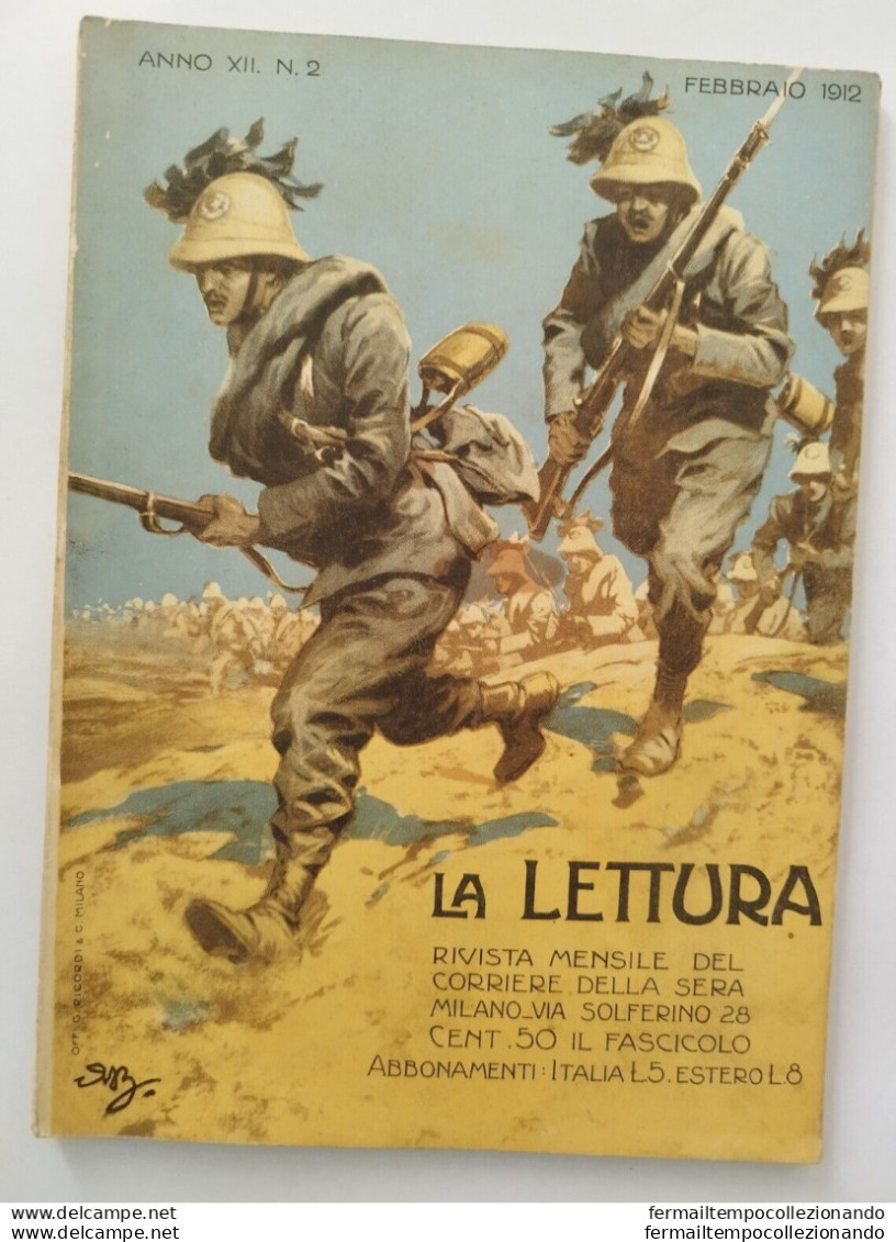 Bs23 Rivista Mensile La Lettura 1912 Militare Pubblicita' Cacao Suchard Artist - Revistas & Catálogos