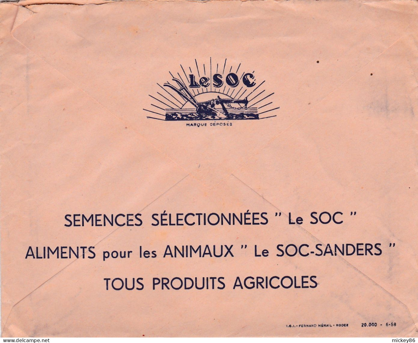 1959--lettre De RODEZ-12 Pour LAMILLARIE-81, EMA Muette 2500 N° C 3147 ,cachet 4-3-59,Pub R.A.G.T - 1921-1960: Modern Period