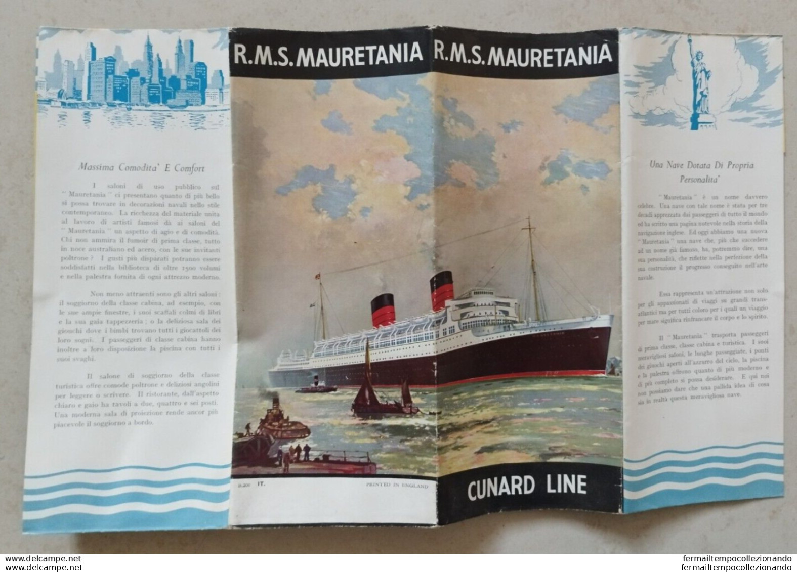 Bs Depliant Pubblicitario Brochure Nave  R.m.s.mauretania - Altri & Non Classificati