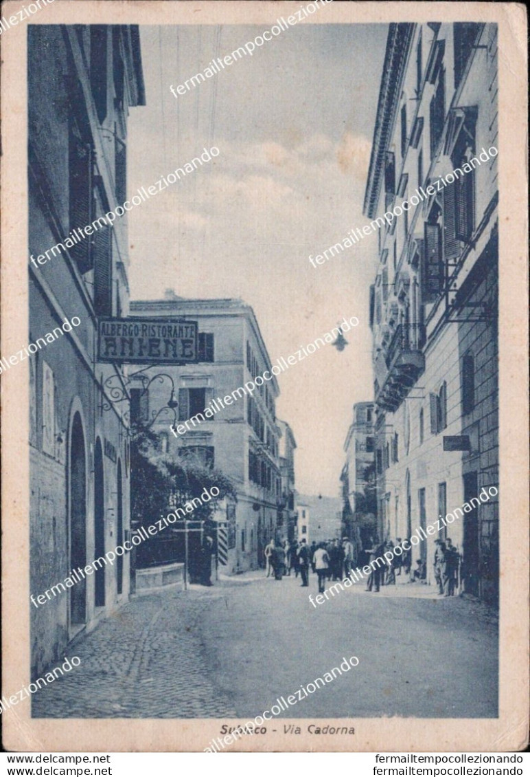 Ba747 Cartolina Subiaco Via Cadorna Albergo Aniene Provincia Di Roma Lazio - Autres & Non Classés