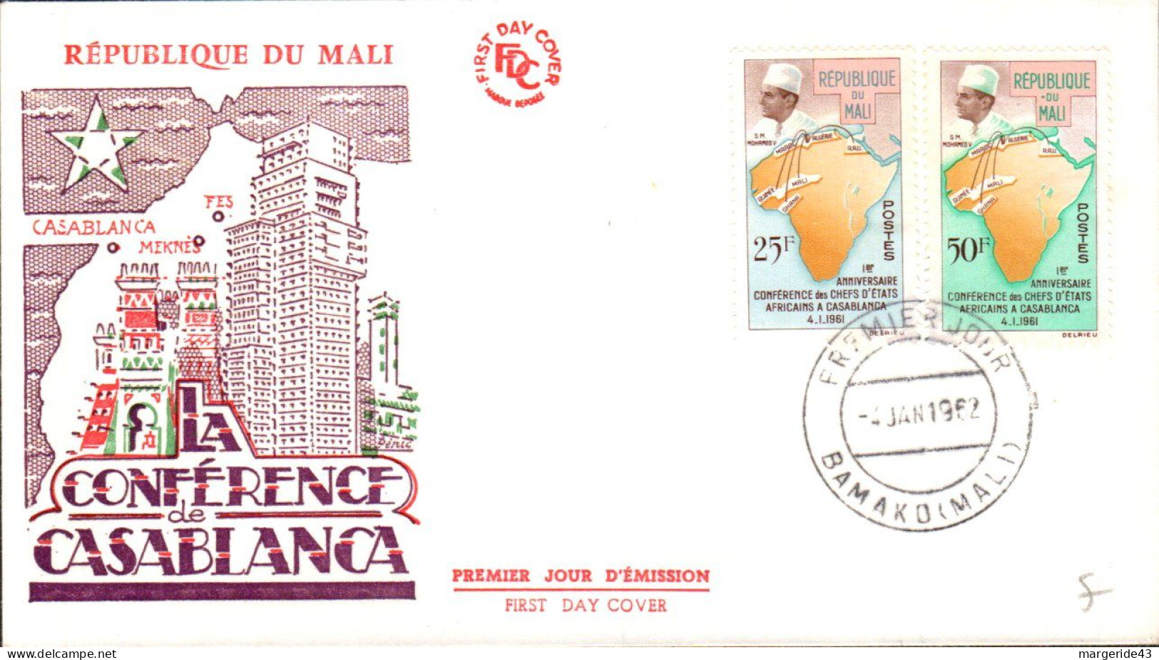 MALI FDC 1962 CONFERENCE DES CHEFS D'ETAT - Malí (1959-...)