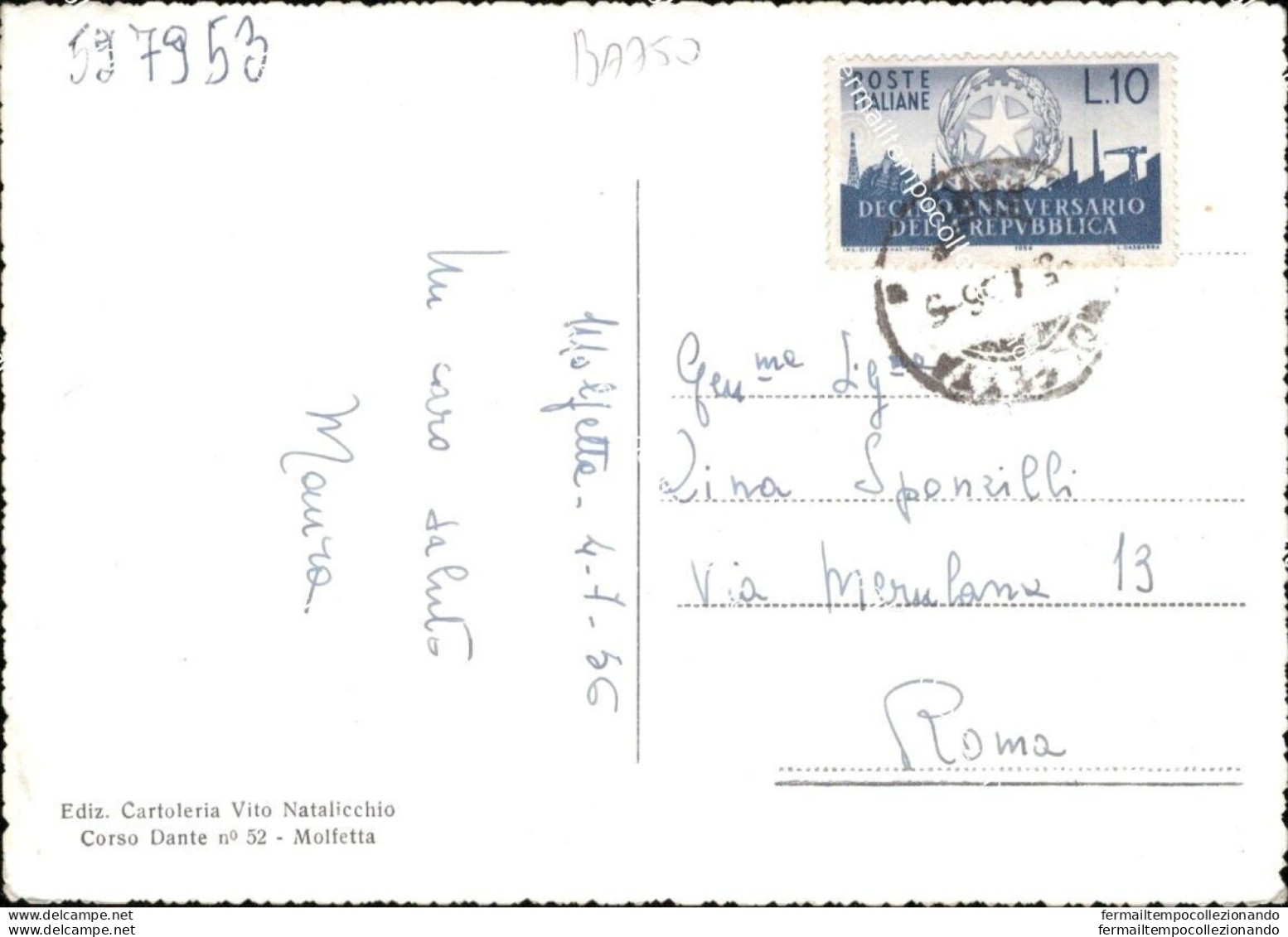 Ba750 Cartolina Molfetta Banchina Porto Provincia Di Bari Puglia - Bari