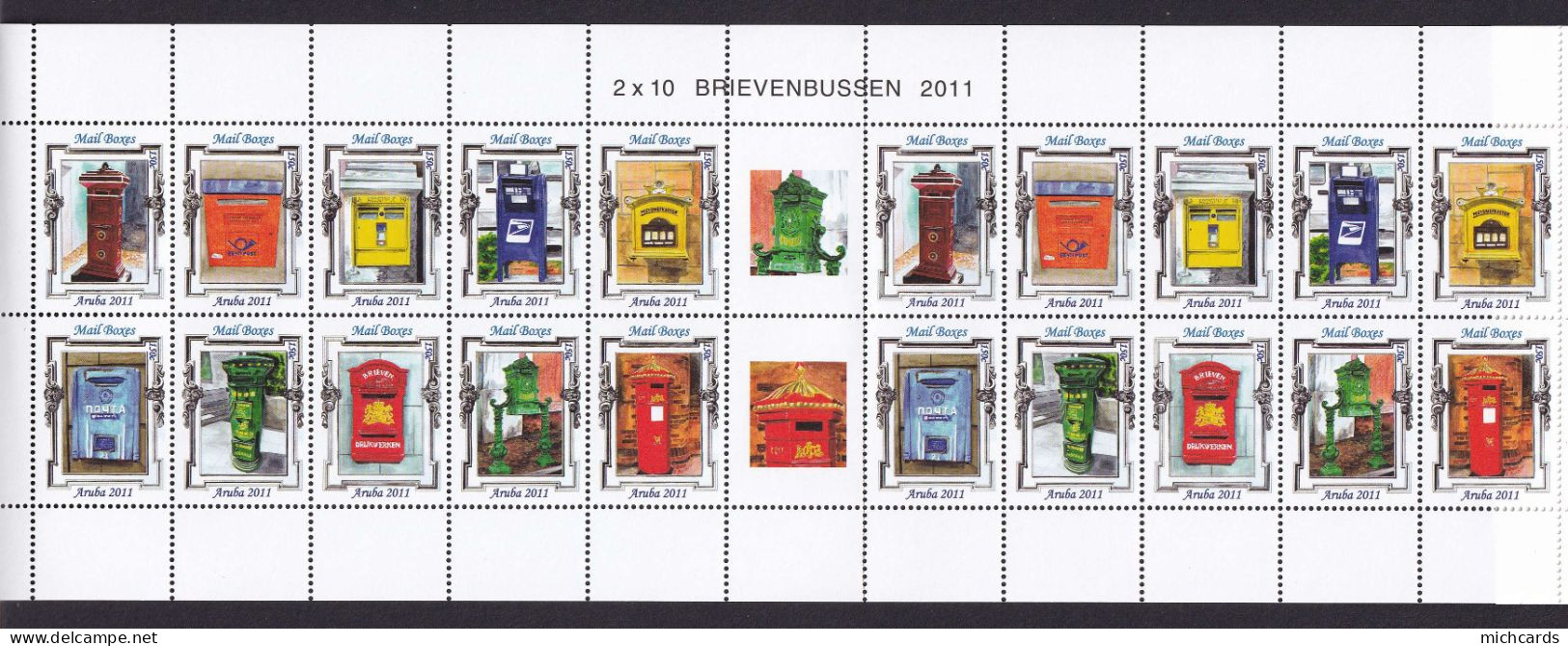 323 ARUBA 2011 - Y&T 581/90 X 2 En Feuille - Boite Aux Lettres - Neuf ** (MNH) Sans Charniere - Curaçao, Nederlandse Antillen, Aruba