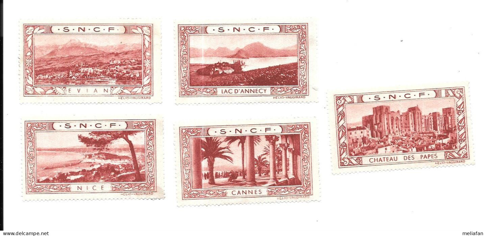 CX78 - VIGNETTES SNCF - CANNES - NICE - LAC D'ANNECY - EVIAN - AVIGNON CHATEAU DES PAPES - Tourism (Labels)