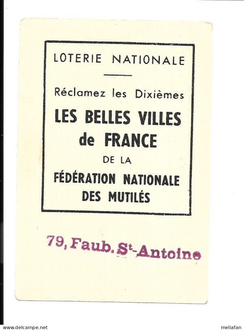 KB1949 - PUBLICITE LOTERIE NATIONALE - FEDERATION NATIONALE DES MUTILES - Lottery Tickets