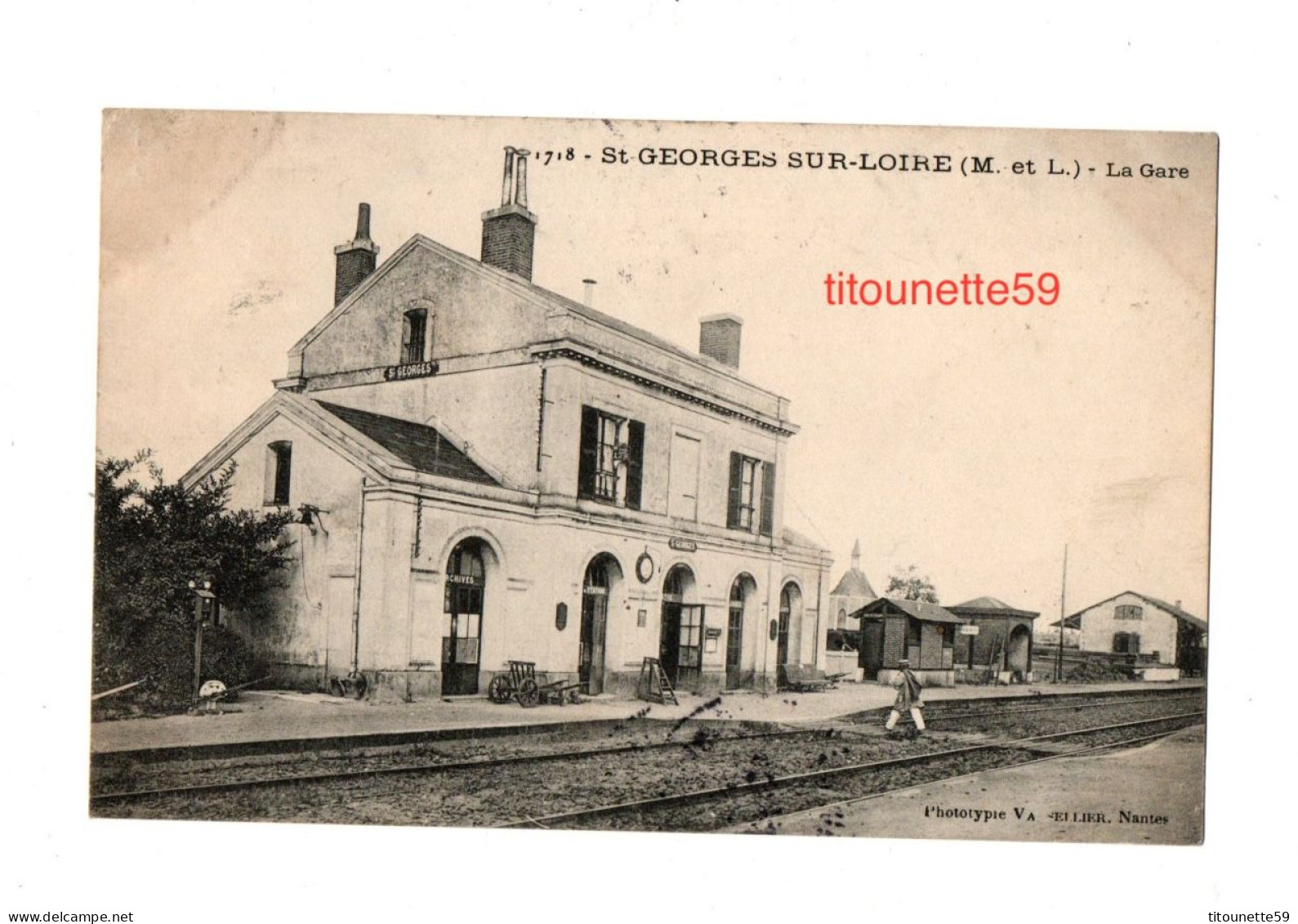 49- ST-GEORGES-sur-LOIRE -La GARE - Ecrite- Timbrée -1908 - Saint Georges Sur Loire