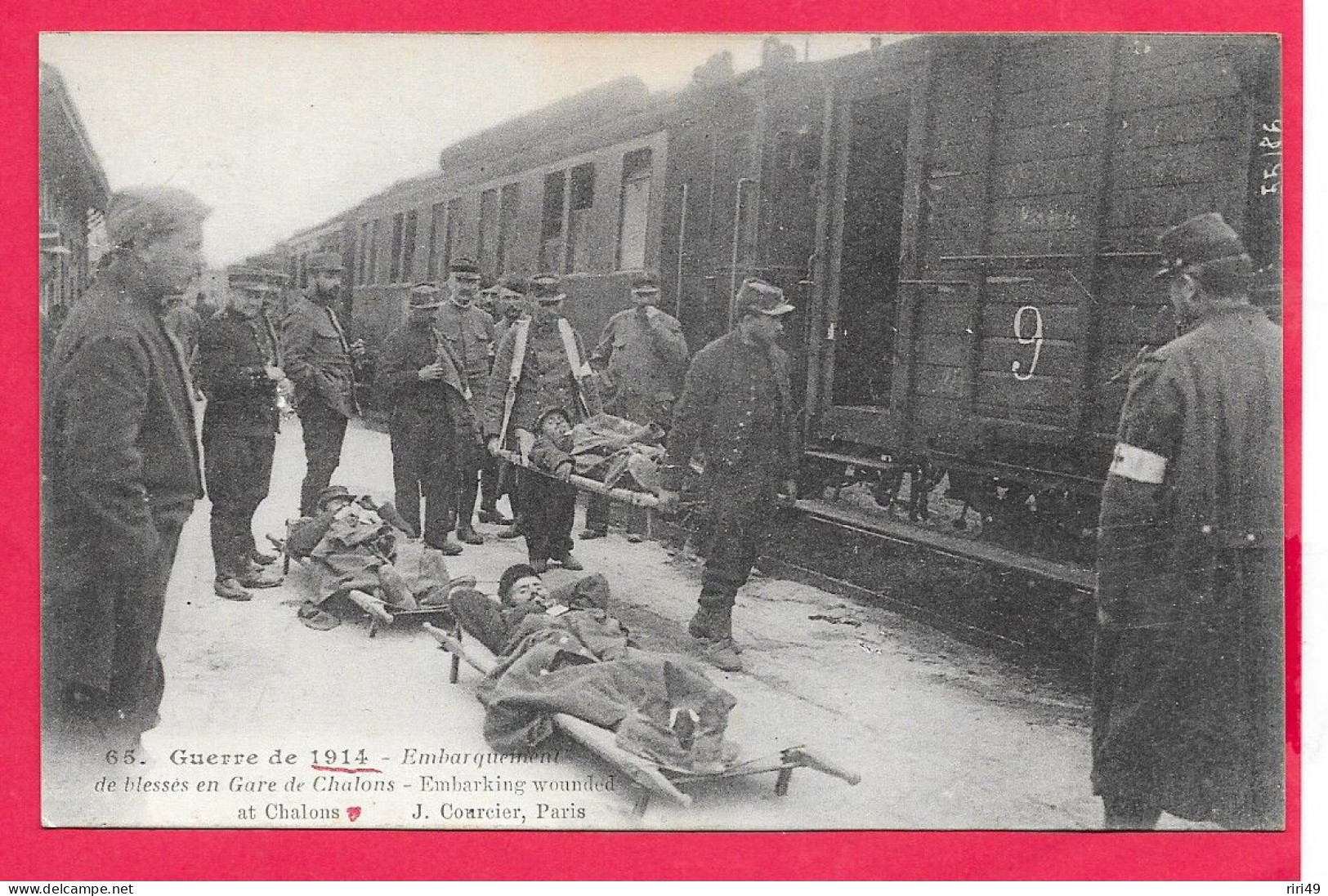 Cpa Gare De Chalons, Embarquement De Blessés, Belle Animation,  Dos Vierge Et Divisé Voir Scanne, Guerre, Hopital - War 1914-18