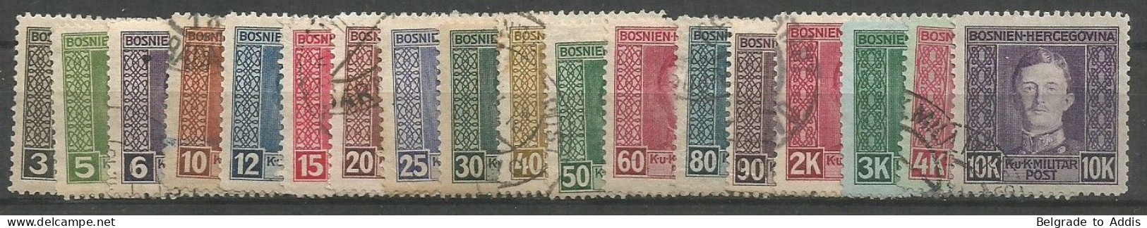 Bosnia Bosnien K.u.K. Austria Hungary Mi.124/41 Complete Set Used 1917 - Bosnië En Herzegovina