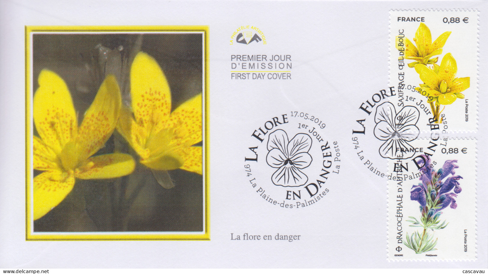 Enveloppe  FDC   1er  Jour   FRANCE    La  Flore   En   Danger     LA  PLAINE  DES  PALMISTES    2019 - 2010-2019