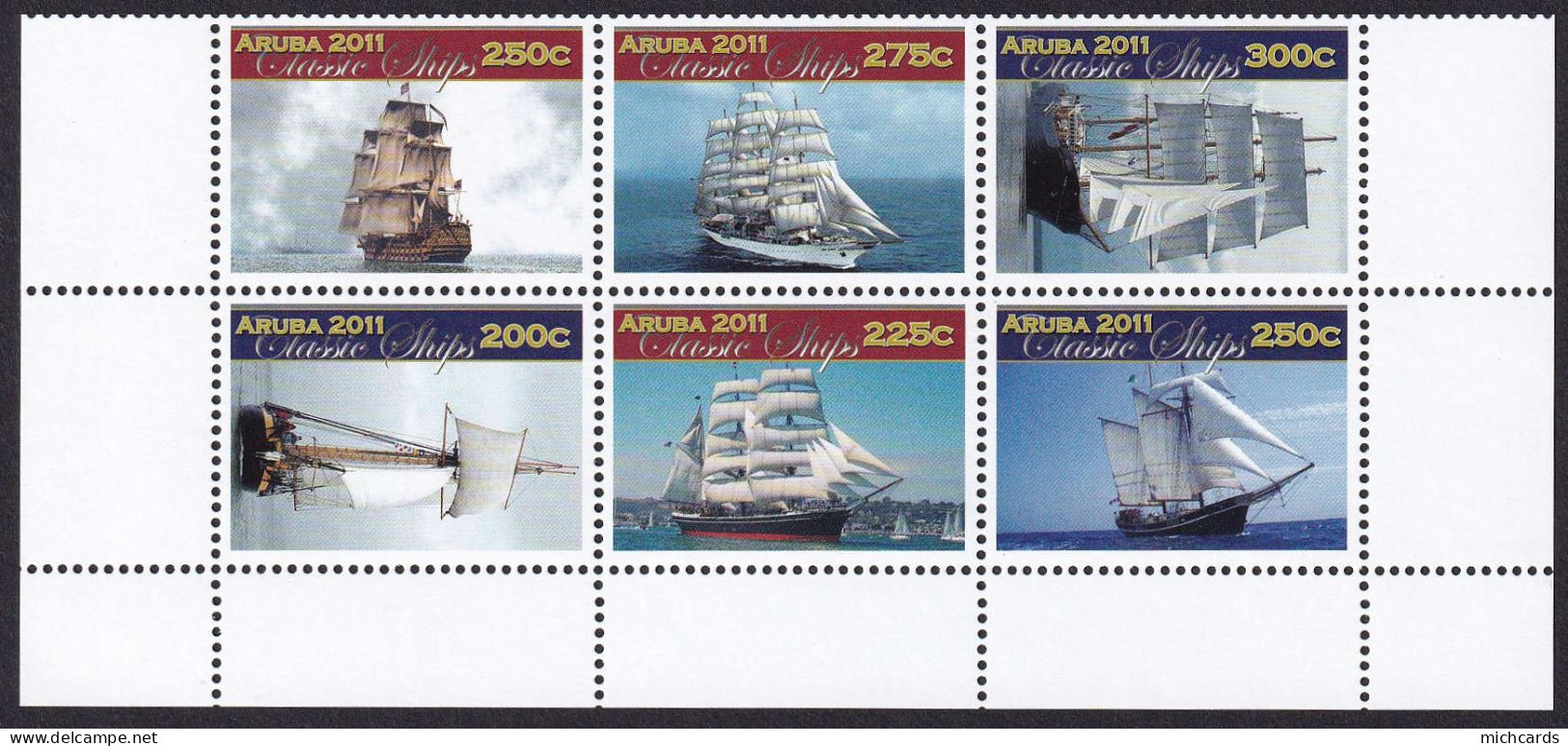 323 ARUBA 2011 - Y&T 595/600 - Bateau Voilier - Neuf ** (MNH) Sans Charniere - Niederländische Antillen, Curaçao, Aruba