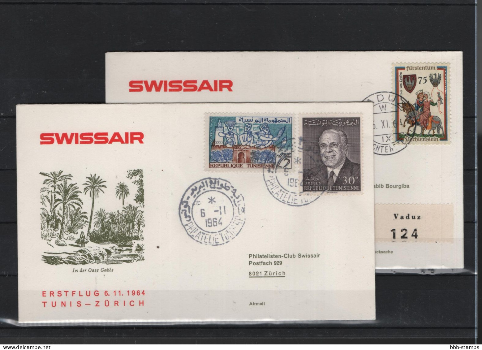Schweiz Air Mail FFC  5.11.1964 Zürich - Tunis Vv - Eerste Vluchten