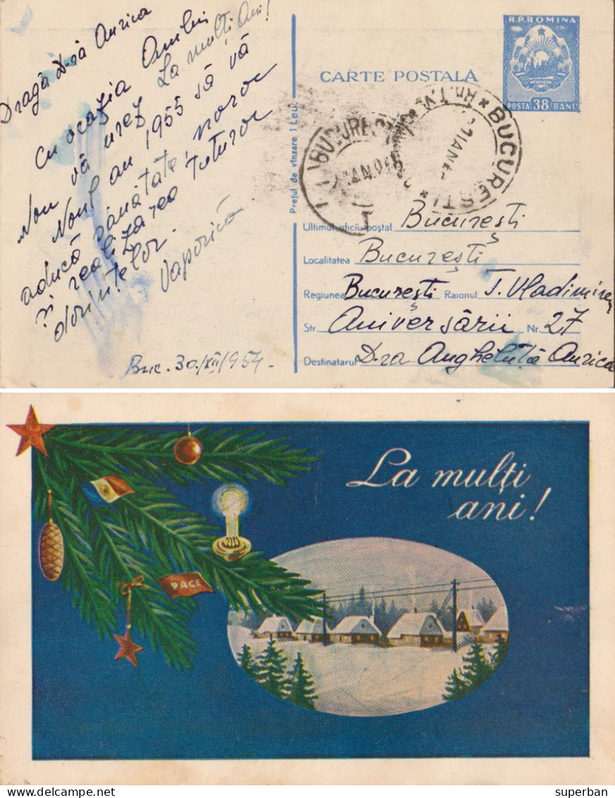 ROMANIA ~ 1954 ? - CARTE POSTALA / ENTIER POSTAL ILLUSTRÉ / STATIONERY PICTURE POSTCARD : 38 BANI - RRR ! (an664) - Postal Stationery