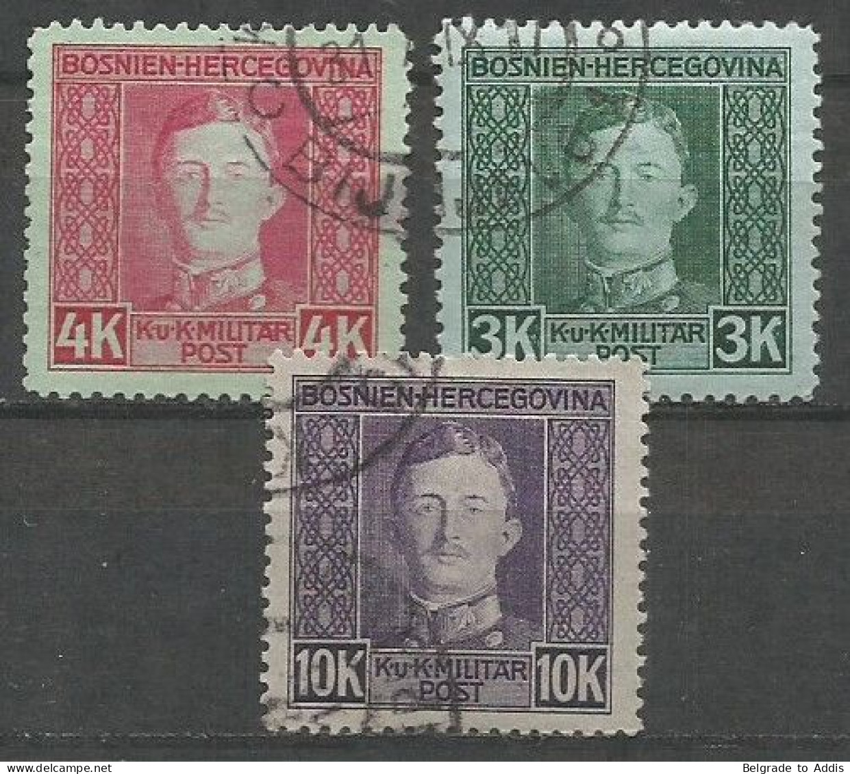 Bosnia Bosnien K.u.K. Austria Hungary Mi.139, 140 & 141 All The 3 Key Stamps Of The Set Used 1917 - Bosnië En Herzegovina