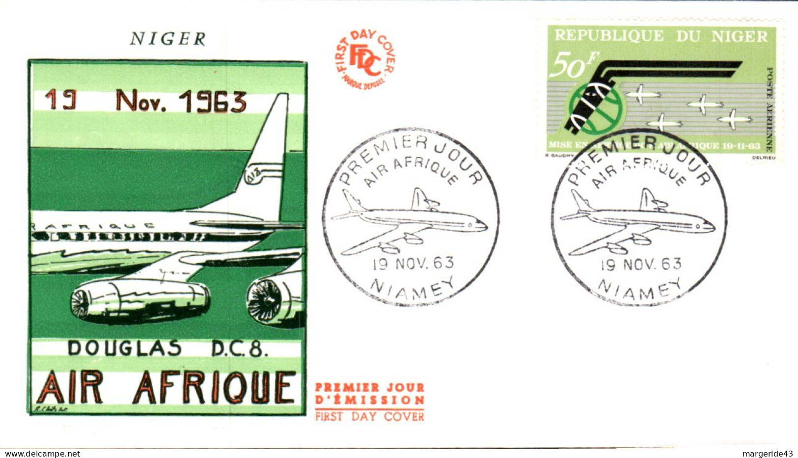 NIGER FDC 1963 DC 8 D'AIR AFRIQUE - Niger (1960-...)