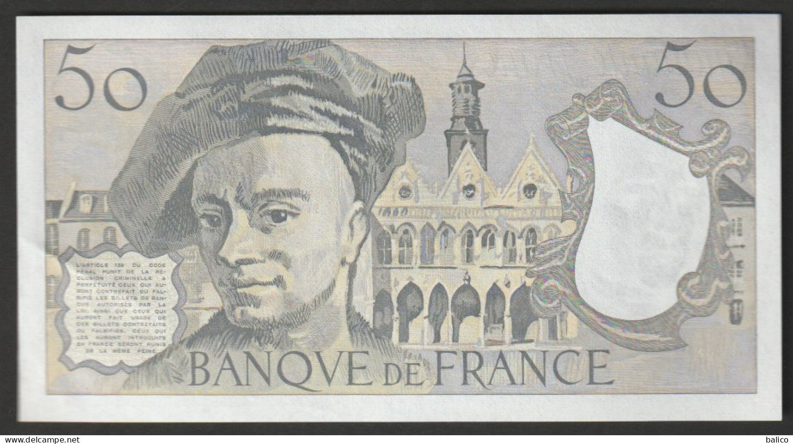 50 Francs Quentin De La Tour - NEUF, Pas De TROU Et Pas De Plis -  W.55 -  N°377512  Année 1989 - TTB Splendide - 50 F 1976-1992 ''Quentin De La Tour''