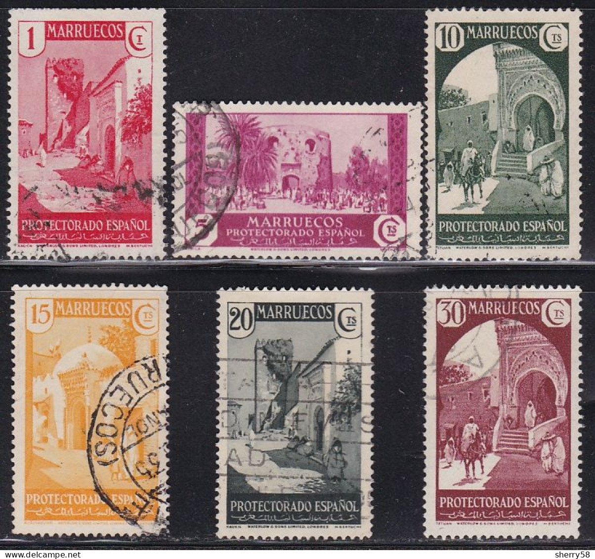 MARRUECOS-1933-1935-ED. 133 Y 135 A 140 - 6 VALORES -VISTAS Y PAISAJES  -USADO - Spanisch-Marokko