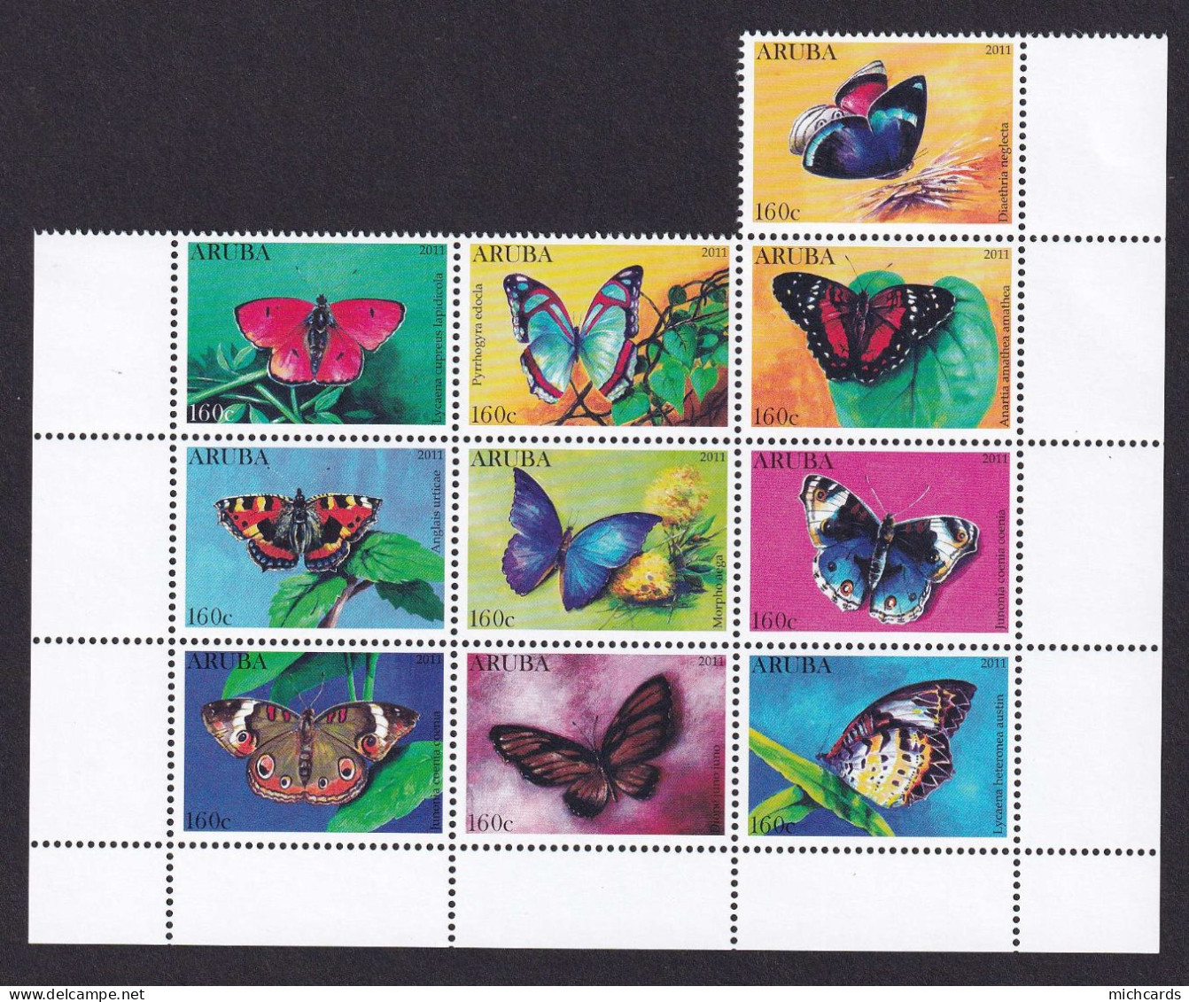 323 ARUBA 2011 - Y&T 601/10 - Papillon - Neuf ** (MNH) Sans Charniere - Curacao, Netherlands Antilles, Aruba