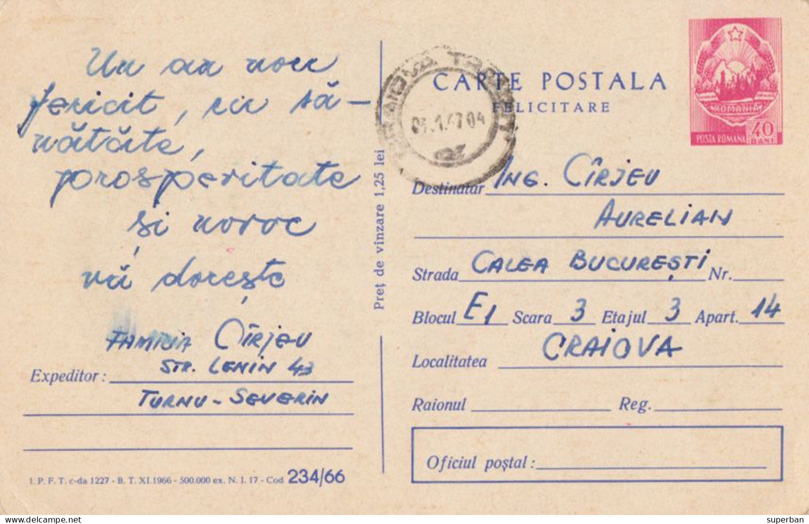 ROMANIA / NOUVEL AN - 1966 - CARTE POSTALA / ENTIER POSTAL ILLUSTRÉ / STATIONERY PICTURE POSTCARD : 40 BANI (an665) - Ganzsachen