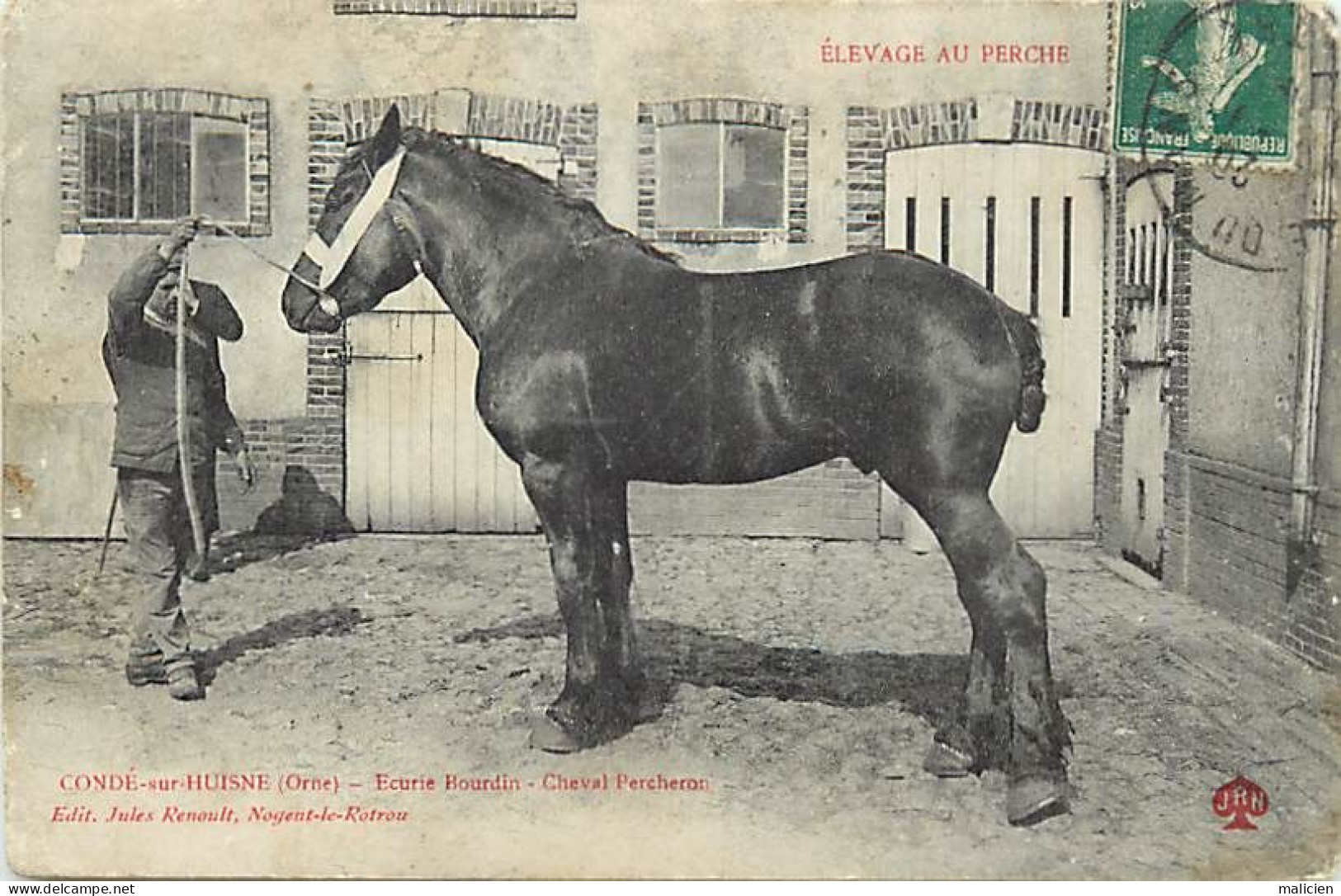 - Orne -ref-B787- Elevage Au Perche - Condé Sur Huisne - Ecurie Bourdin - Cheval Percheron - Elevage Chevaux - - Autres & Non Classés