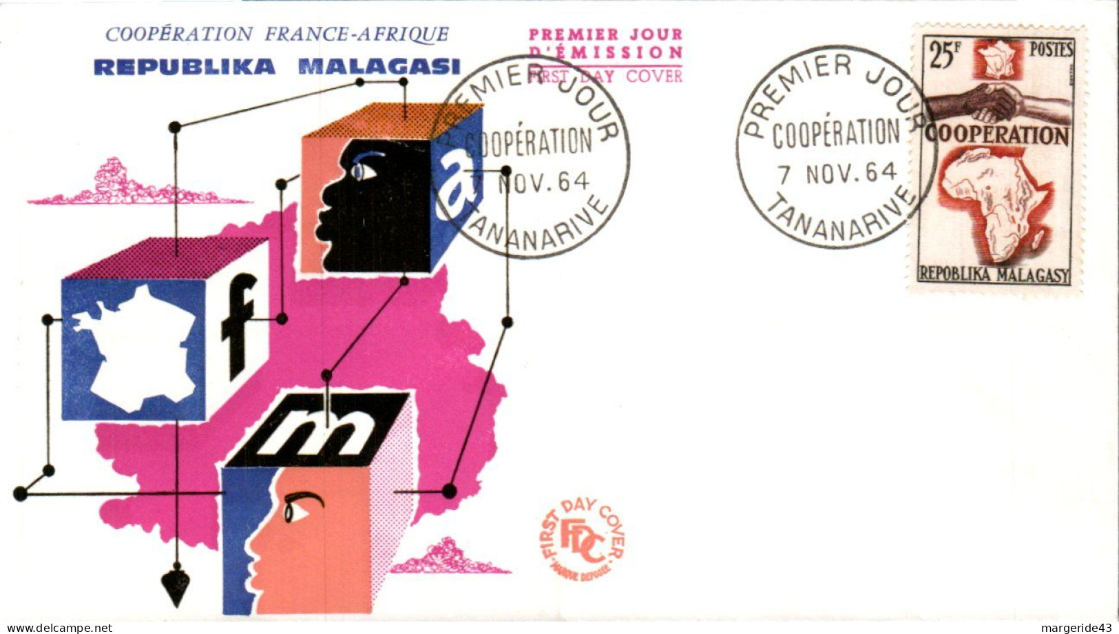 MADAGASCAR FDC 1964 COOPERATION - Madagaskar (1960-...)