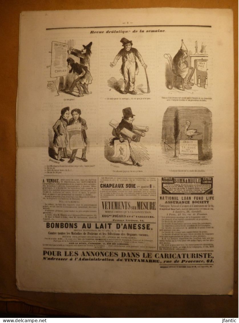 Le Caricaturiste, Revue Drolatique Du Dimanche, 1 ère Année N°25, Dimanche 18 Novembre 1849. L'hydre Du Socialisme. - Zonder Classificatie