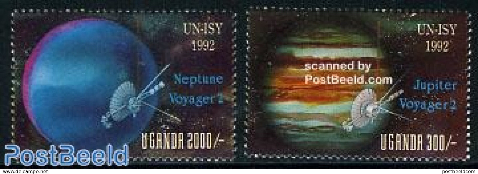 Uganda 1992 Int. Space Year 2v, Mint NH, Science - Transport - Astronomy - Space Exploration - Astrology