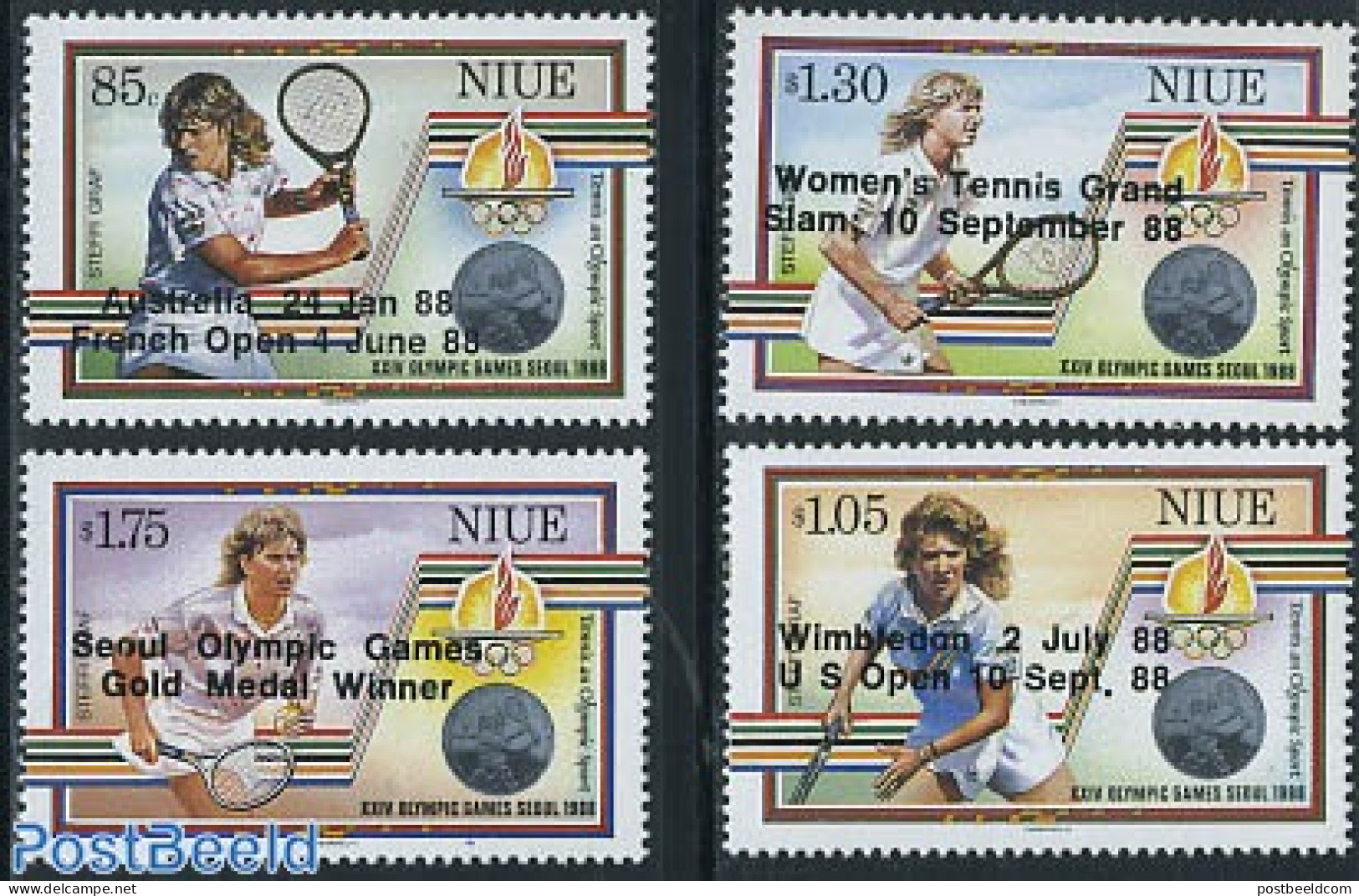 Niue 1988 Steffi Graf 4v, Mint NH, Sport - Olympic Games - Tennis - Tenis