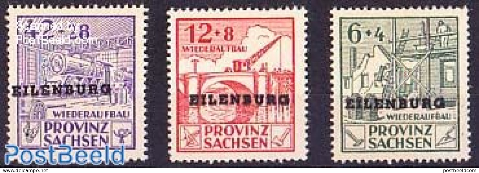Germany, Local Post 1946 Eilenburg, Private Issue 3v, Horizontal Overprint, Mint NH, Transport - Railways - Trenes