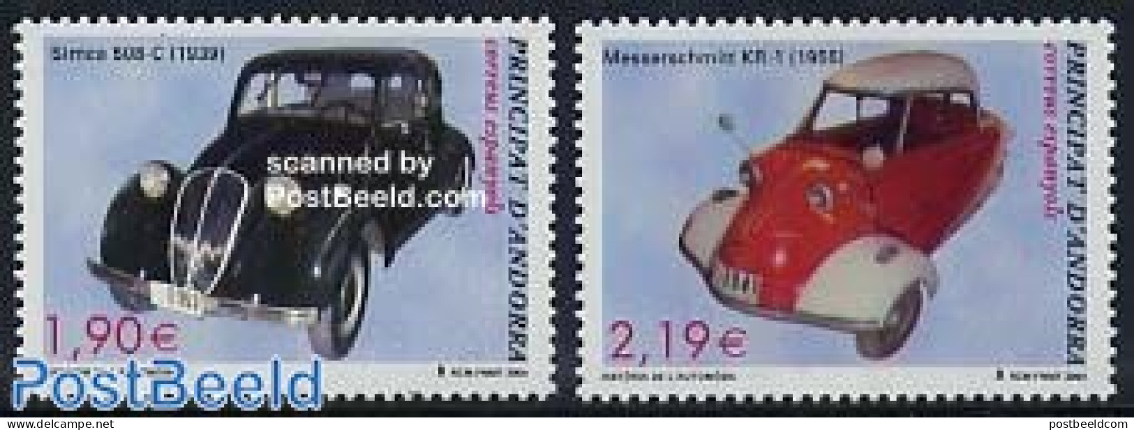 Andorra, Spanish Post 2004 Automobiles 2v (Simca, Messerschmitt), Mint NH, Transport - Automobiles - Ungebraucht