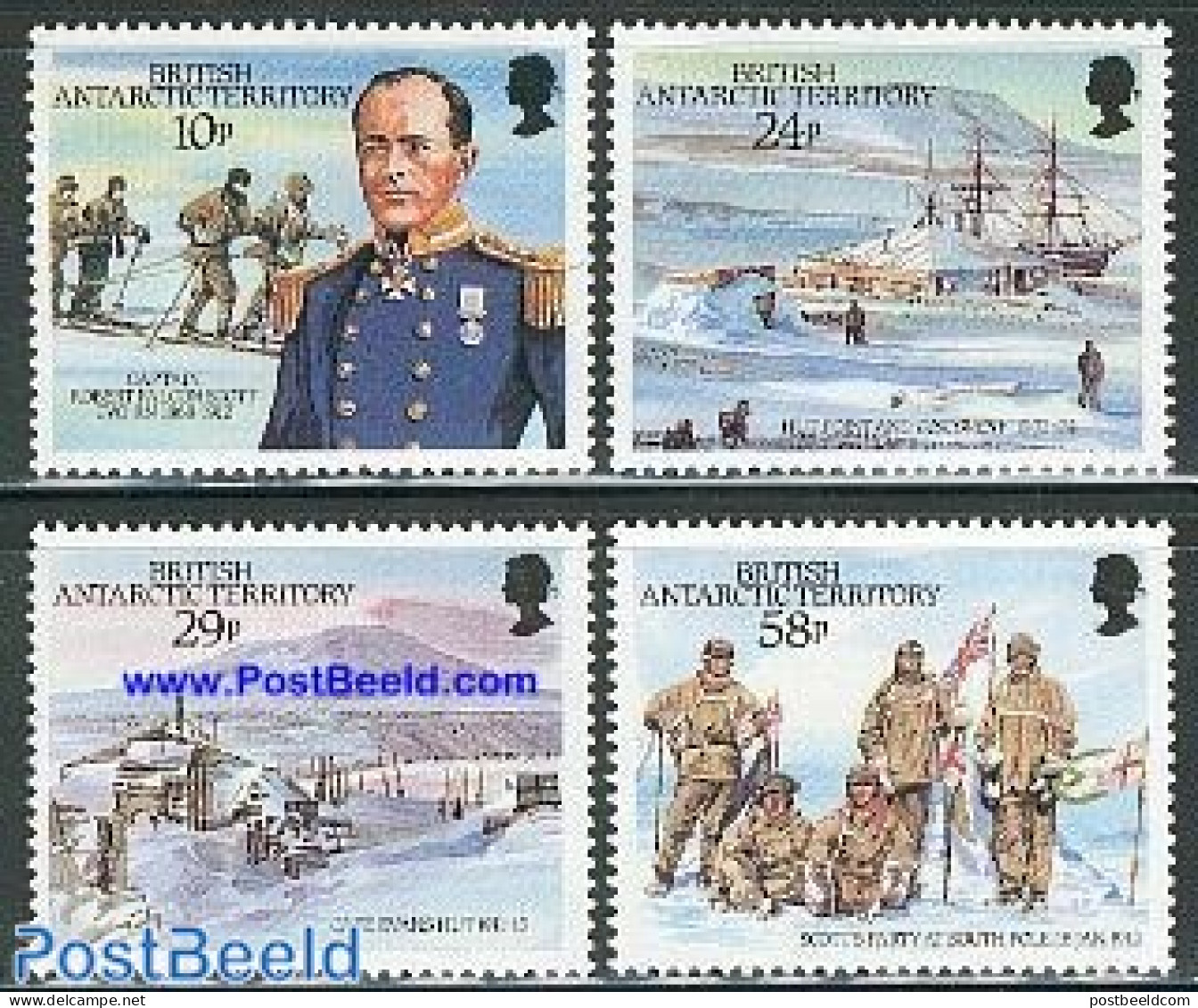 British Antarctica 1987 Captain Scott 4v, Mint NH, History - Science - Transport - Various - Explorers - The Arctic & .. - Explorateurs