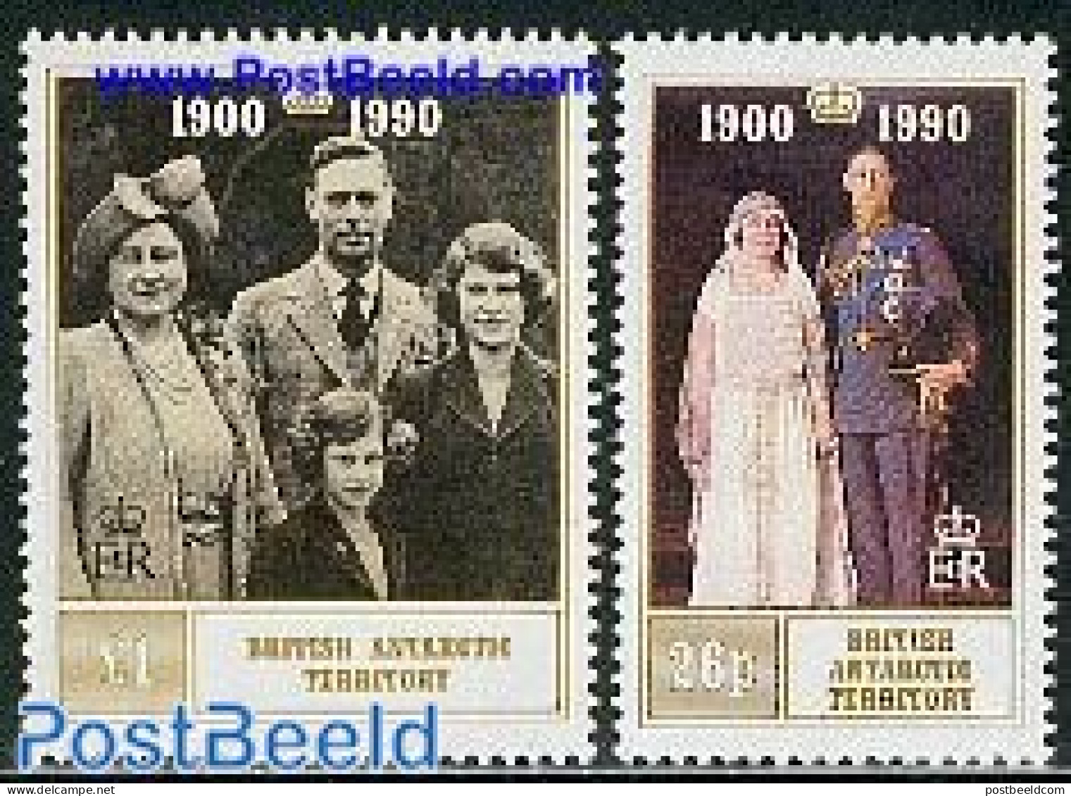 British Antarctica 1990 Queen Mother 2v, Mint NH, History - Kings & Queens (Royalty) - Familias Reales