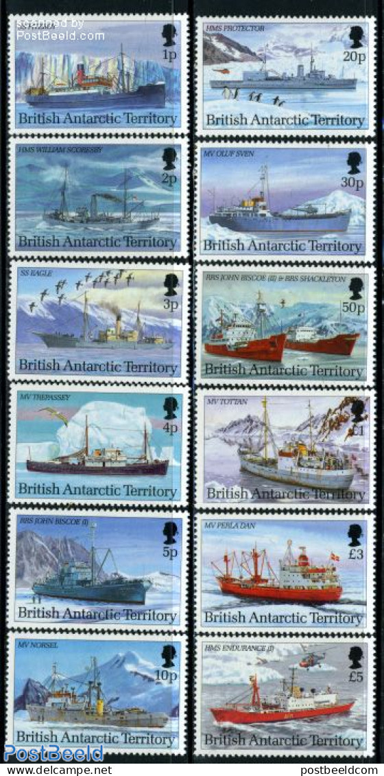 British Antarctica 1993 Ships 12v, Mint NH, Science - Transport - The Arctic & Antarctica - Helicopters - Ships And Bo.. - Helicopters