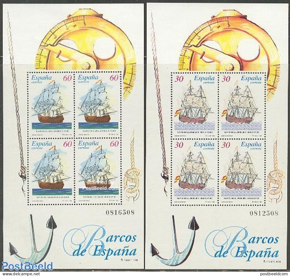 Spain 1996 Ships 2 S/s, Mint NH, Transport - Ships And Boats - Nuevos