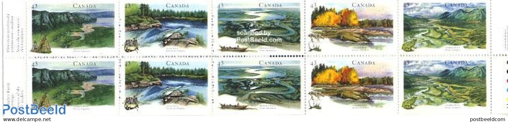 Canada 1994 Rivers 10v In Booklet, Mint NH, Nature - Sport - Birds - Frogs & Toads - Water, Dams & Falls - Kayaks & Ro.. - Ongebruikt