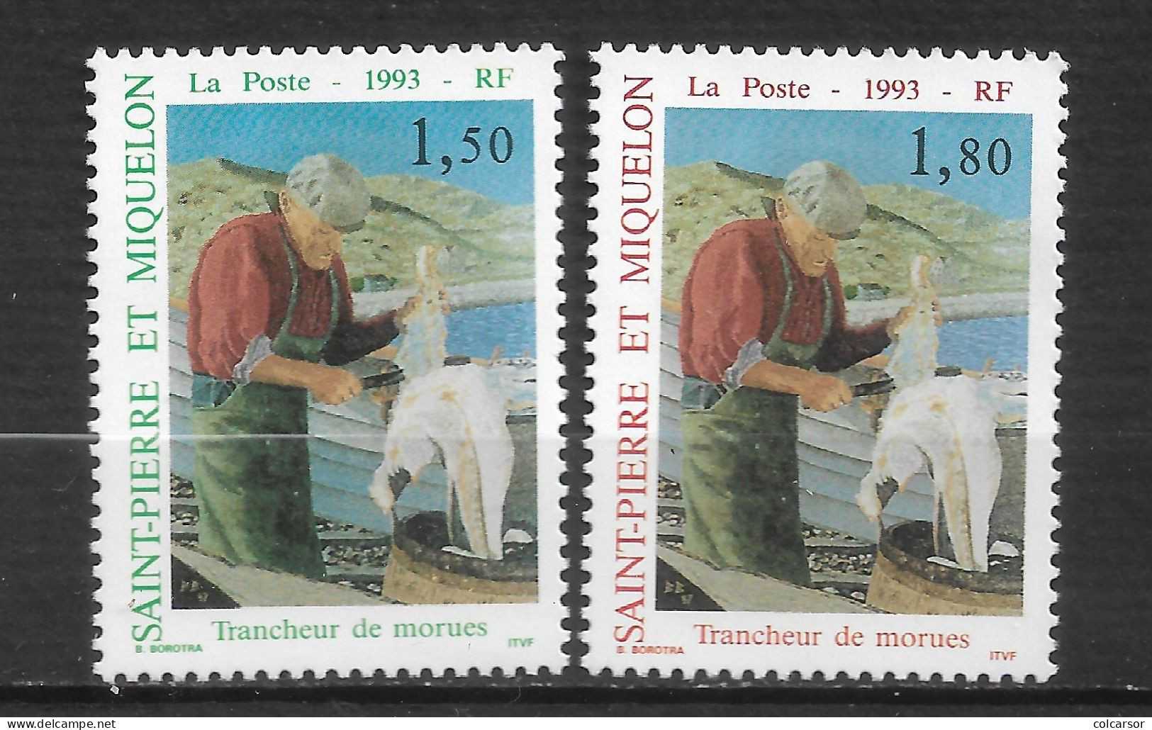 SAINT PIERRE ET MIQUELON N°   576/77 "   TRANCHEUR DE MORUE " - Unused Stamps