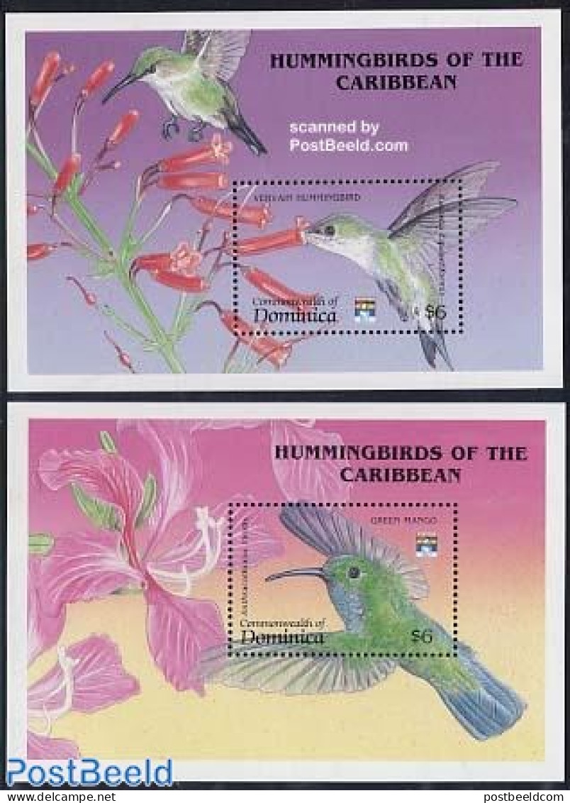 Dominica 1992 Hummingbirds 2 S/s, Mint NH, Nature - Birds - Hummingbirds - Dominicaanse Republiek