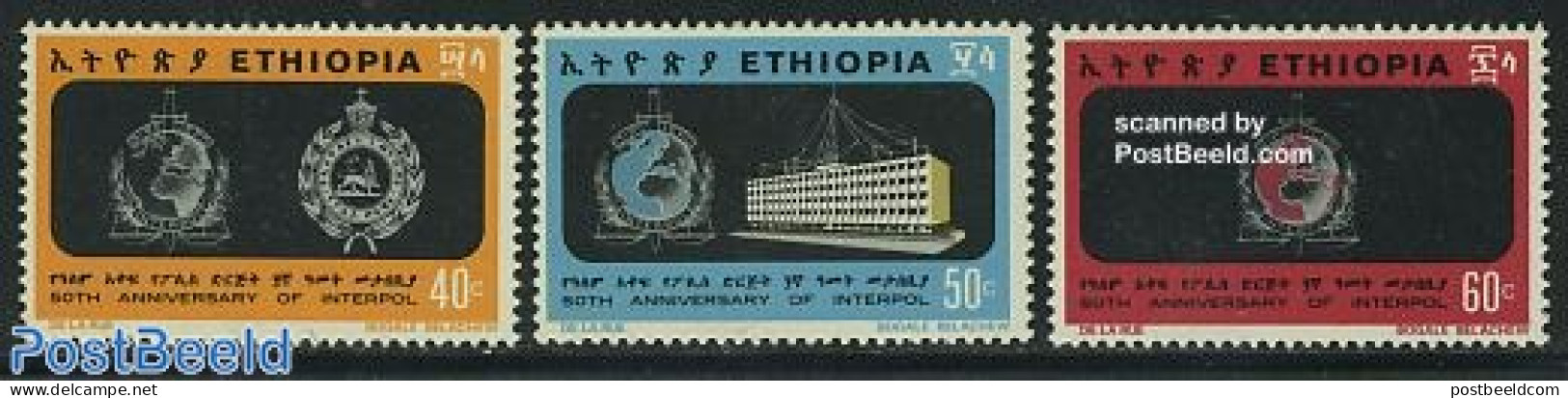 Ethiopia 1973 Interpol 3v, Mint NH, Various - Police - Polizei - Gendarmerie