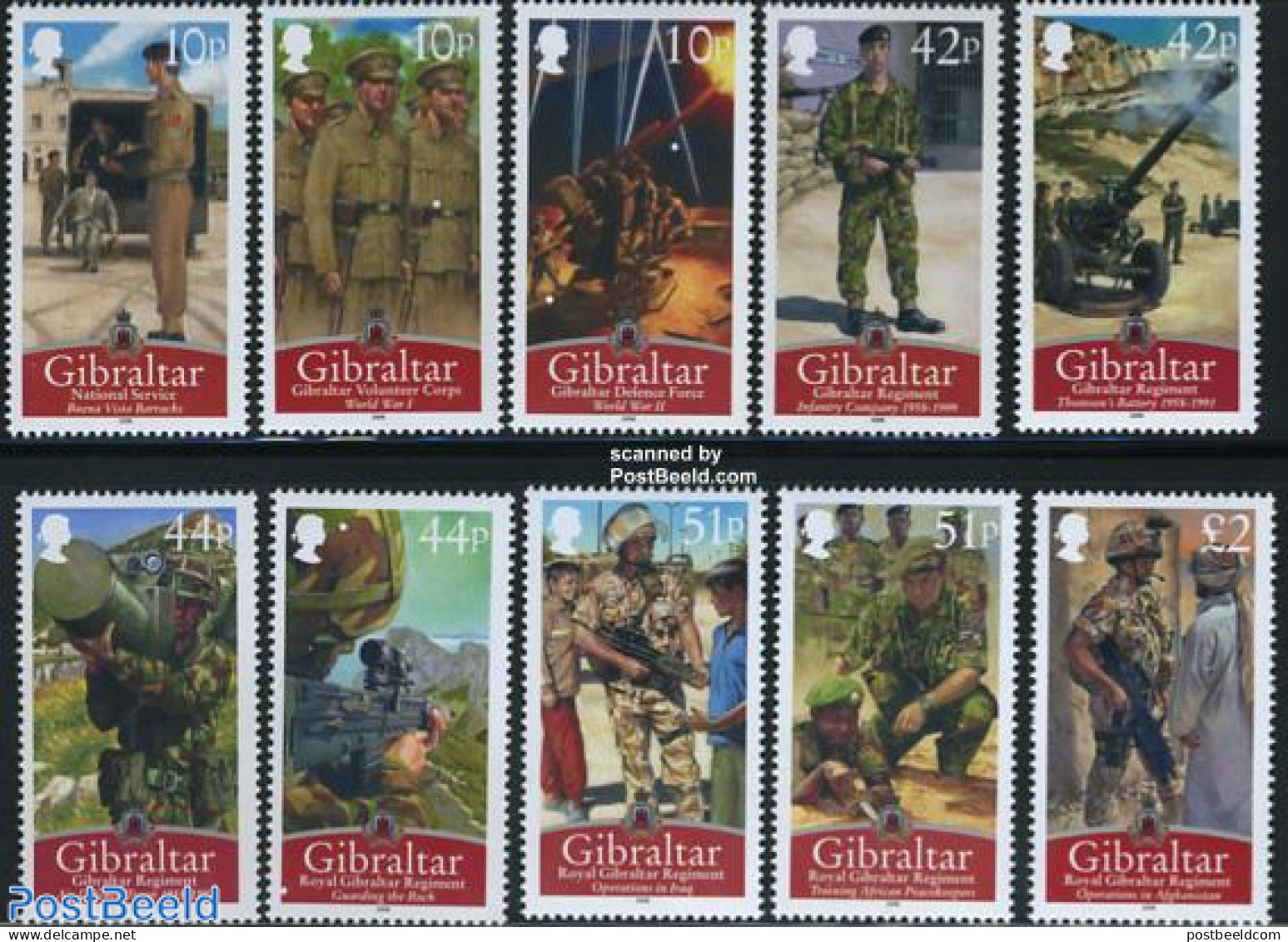 Gibraltar 2008 Royal Gibraltar Regiment 10v, Mint NH, History - Coat Of Arms - Militarism - Militares