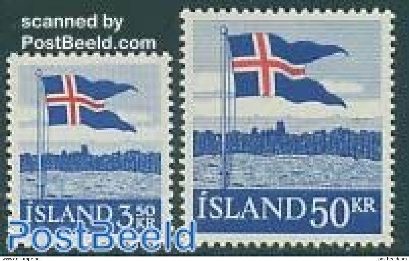 Iceland 1958 National Flag 2v, Mint NH, History - Flags - Unused Stamps