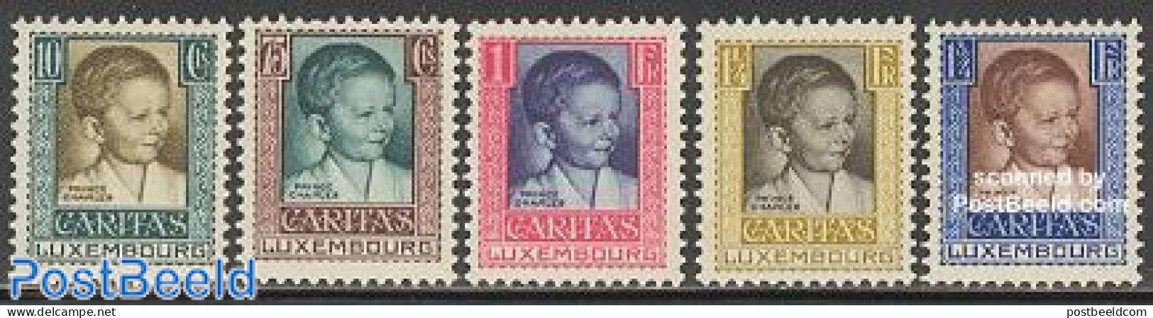 Luxemburg 1930 Children Aid 5v, Unused (hinged), History - Kings & Queens (Royalty) - Nuevos