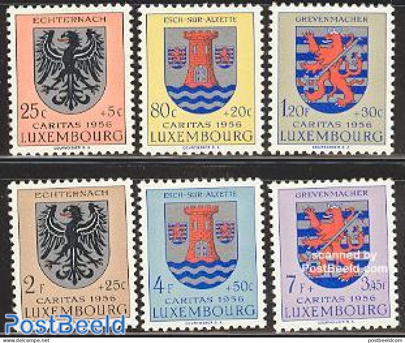 Luxemburg 1956 Caritas, Coat Of Arms 6v, Mint NH, History - Coat Of Arms - Nuevos