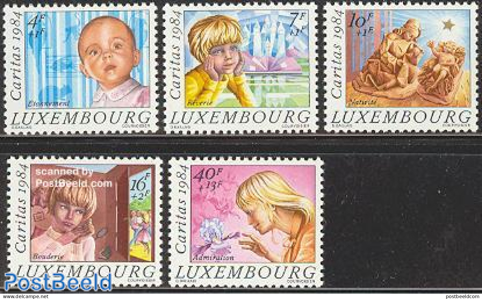 Luxemburg 1984 Caritas 5v, Mint NH, Nature - Religion - Cats - Christmas - Neufs